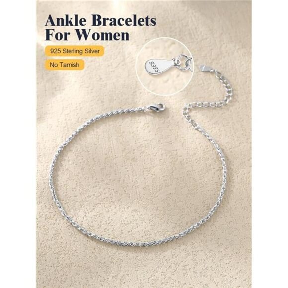 U7 Gold Anklet for Women Girls Heart Rope Chain Adjustable Foot Bracelet Beach - Picture 4 of 8